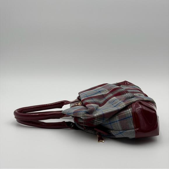 Vivienne Westwood Plaid Multicolor & Burgundy Patent Leather Handbag - Picture 5 of 8